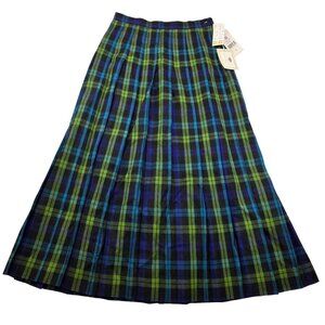 Vintage Susan Bristol Wool Maxi Skirt 8 Royal Plaid Country Cottagecore Picnic